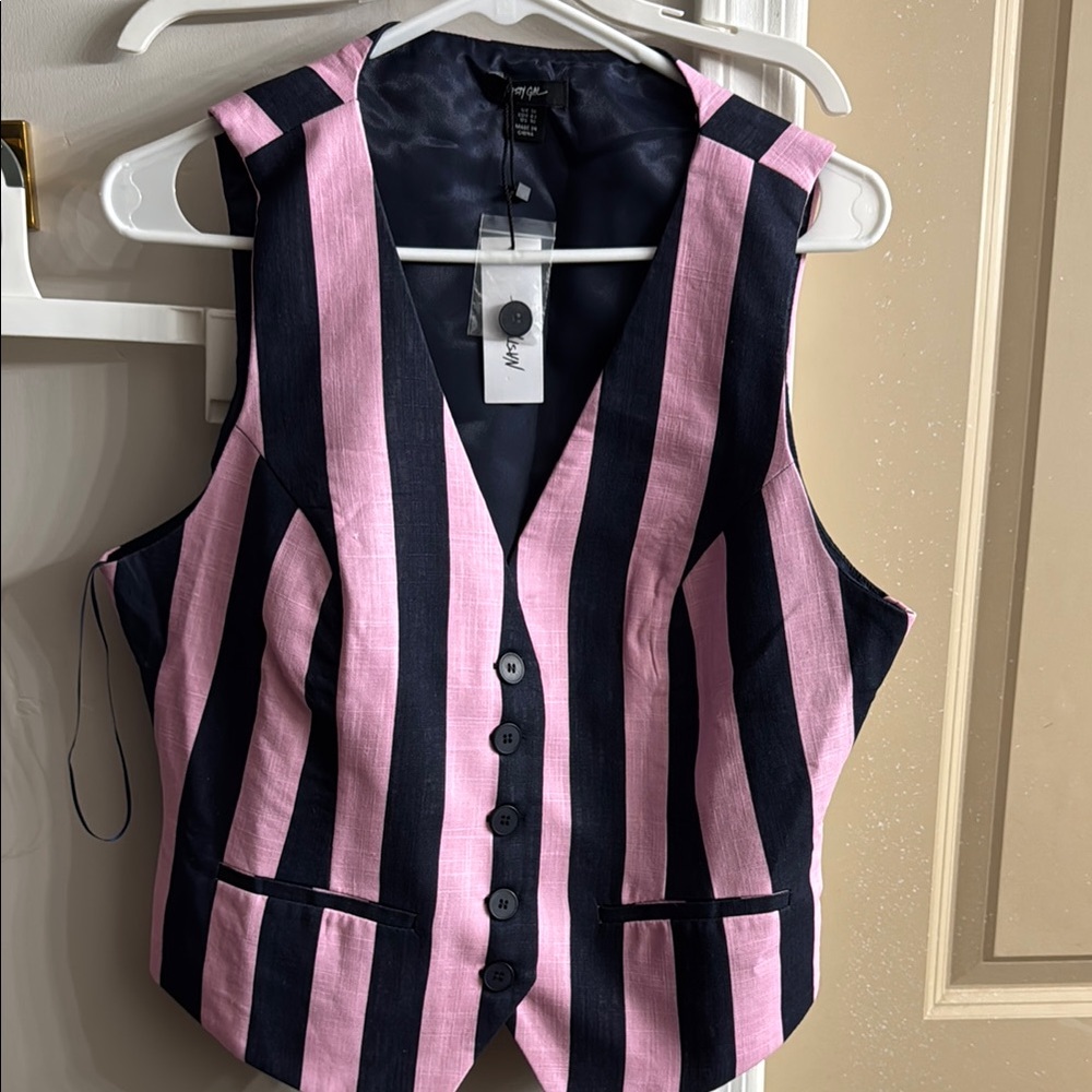 nasty girl, premium striped linen vest, and shorts set